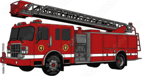 Fire truck icon simple vector isolated symbol
