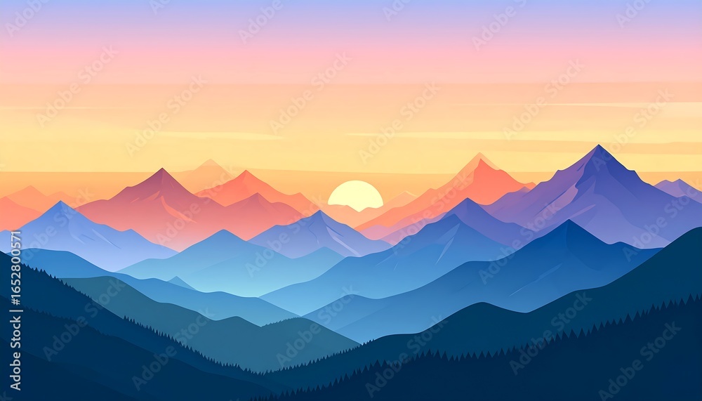 Obraz premium Mountain sunrise panorama