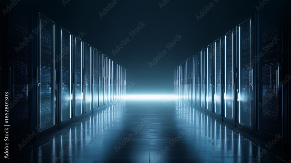 Fototapeta premium Server Room With Light Horizon – Conceptual Digital Gateway