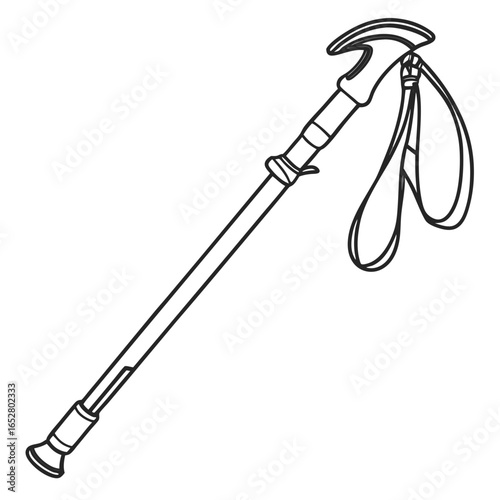 Trekking pole vector illustration isolated on white background, perfect for outdoor adventure and fitness activities, a reliable companion for hiking and travel