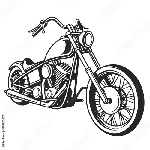 Vintage chopper motorcycle isolated on white background, a symbol of freedom, adventure, and the open road, embodying the spirit of rebellion and style