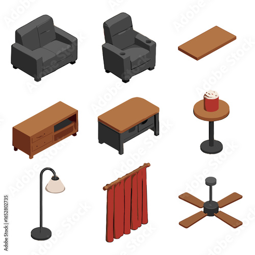 Padded media velvet wall icon cabinet vector holder lamp cinema room icons