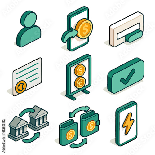 Icon recipient field iban screen isometric instant input vector button transfer money
