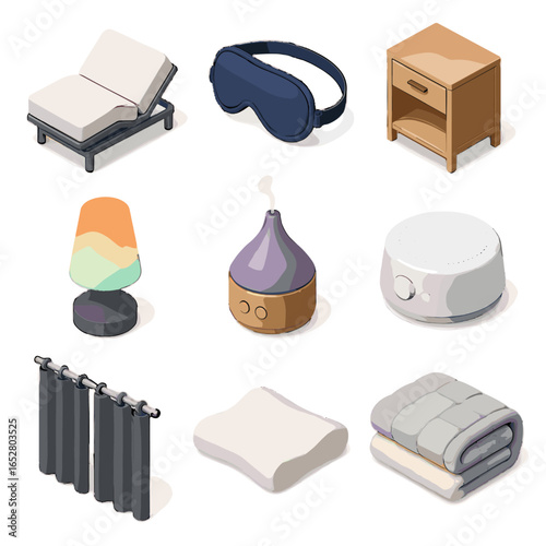 Diffuser bed icon vector lavender sleep icons cozy essentials smart blackout pillow