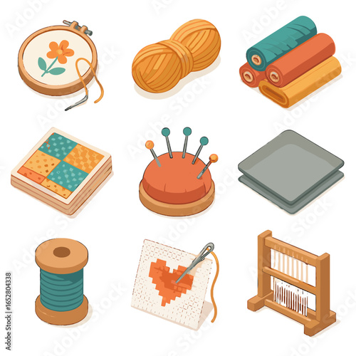 Spool vector fabric icons frame skein felt icon hoop loom rolls craft