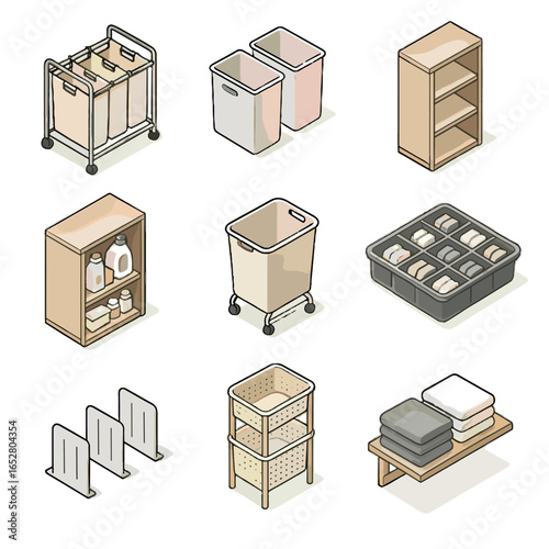 Shelf towel laundry stacker bins icon vector modern sorter icons hamper organizer