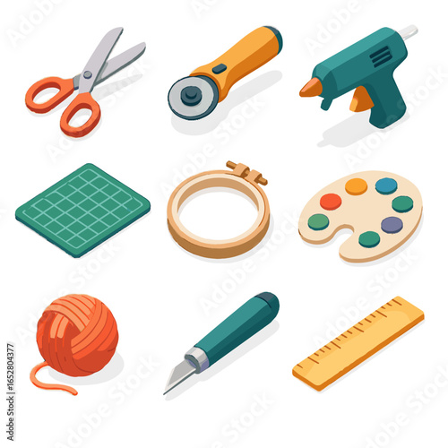 Embroidery cutter hot icons cutting craft icon ruler vector hoop tools paint