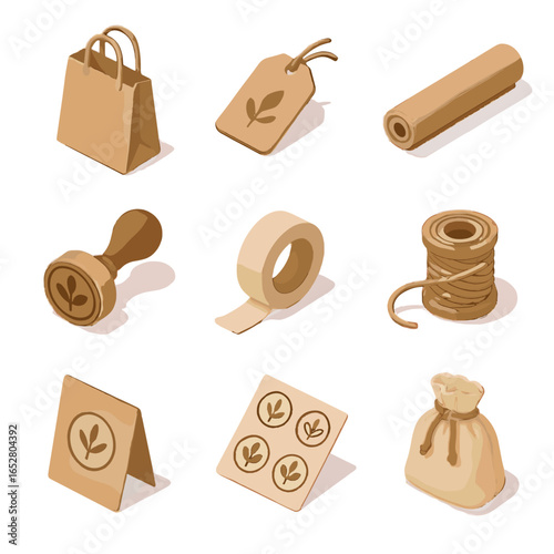 Wrapping icons icon spool roll packaging pouch stamp paper vector logo drawstring