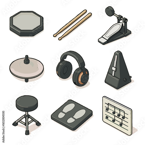 Footwork drum protectors metronome pedal ear icon stool bass vector practice counting