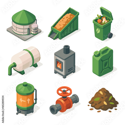 Bin control pile waste vector residue icon bioenergy devices furnace plant icons