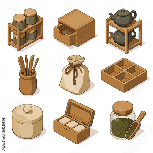 Tools icon container jar pot cloth drawer icons tray utensil tea vector