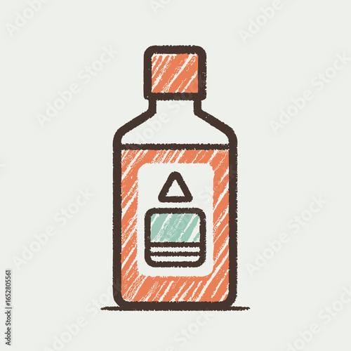 Bottle of facial toner in illustrated style with colored label  