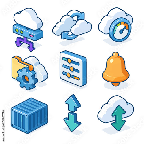 Data vector folder icon log icons alert infrastructure container cloud automation balancer