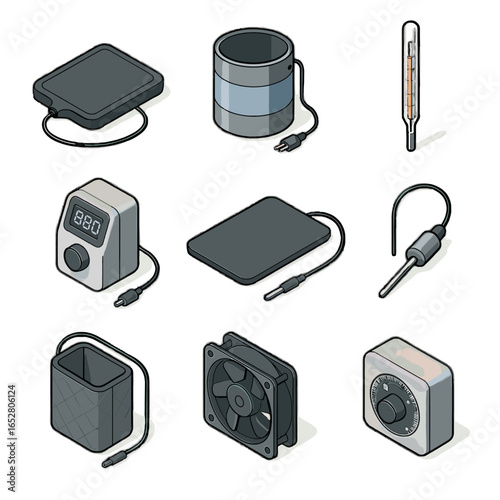 Ventilator cooling icon sleeve temperature fan vector fermentation sensor icons thermostatic temp