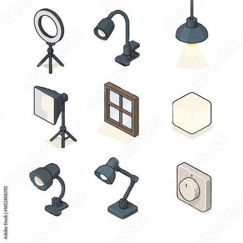 Lighting window vector icons icon light ring desk overhead spotlight solutions dimmer