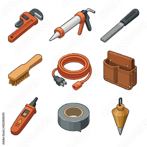Gun bob file duct brush roll icon tool icons vector isometric tester