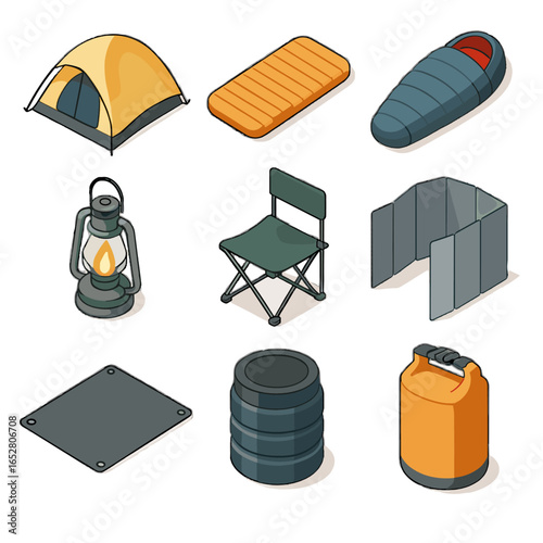 Pad icons bag sleeping tarp camp icon shield compact campsite essentials lantern