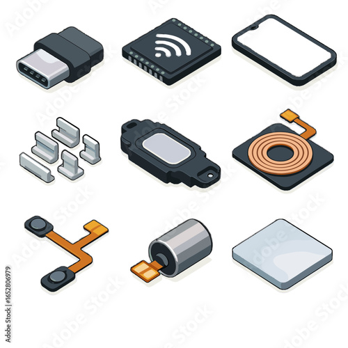 Icon motor pad vector tech vibration flex repair thermal coil charging button