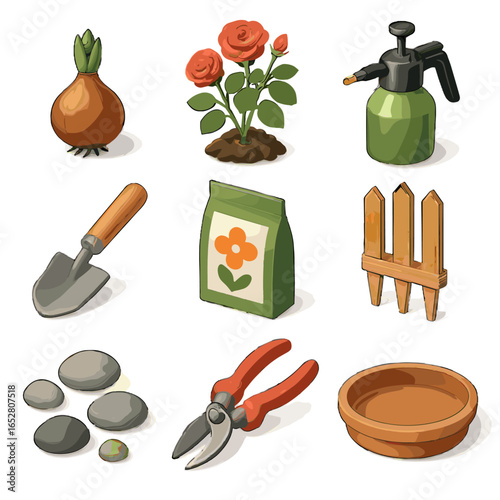 set of gardening tools
