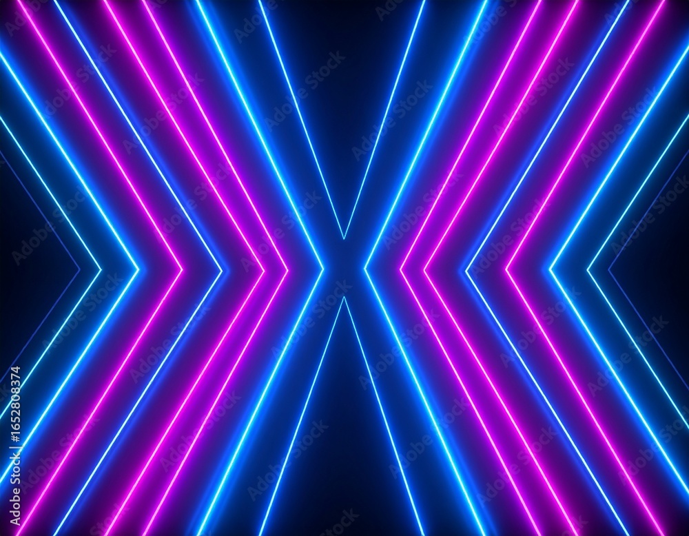 Fototapeta premium Neon lines converging