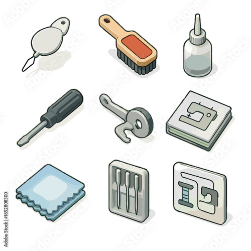Lint vector icons oiling sewing icon tool diagram tester bobbin threader needle