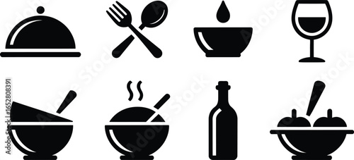 Food and Drink Icons: Culinary, Dining, and Restaurant Symbols for Menus, Websites, and Design Projects