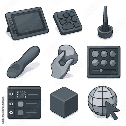 Vector icons sculpting smoothing stand digital pad keys tool shortcut brush icon