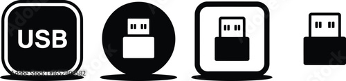 USB Icon Collection: Connectivity, Data Transfer, and Universal Serial Bus Technology Symbols for Design Projects