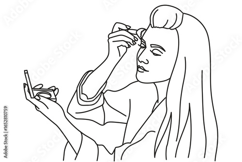 Girl Doing Herself Makeup Brush