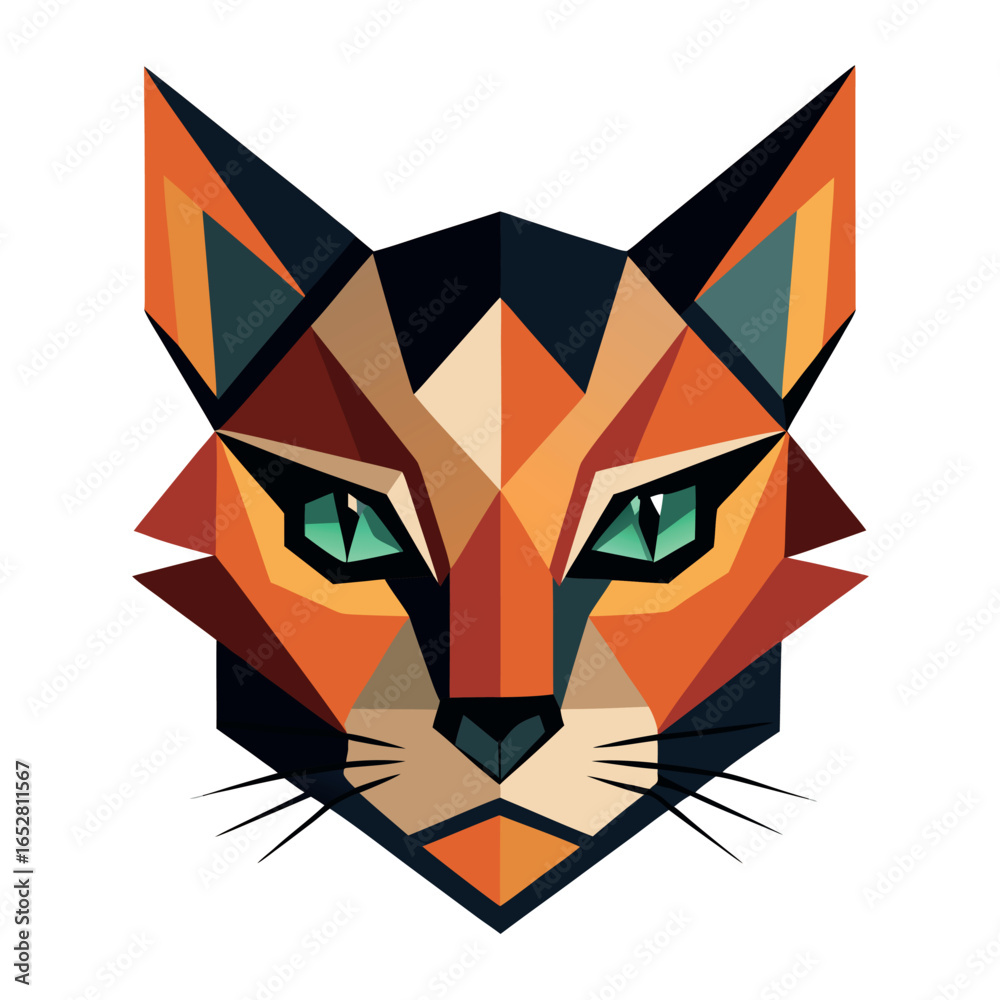 Fototapeta premium abstract geometric cat face modern design white (1).eps