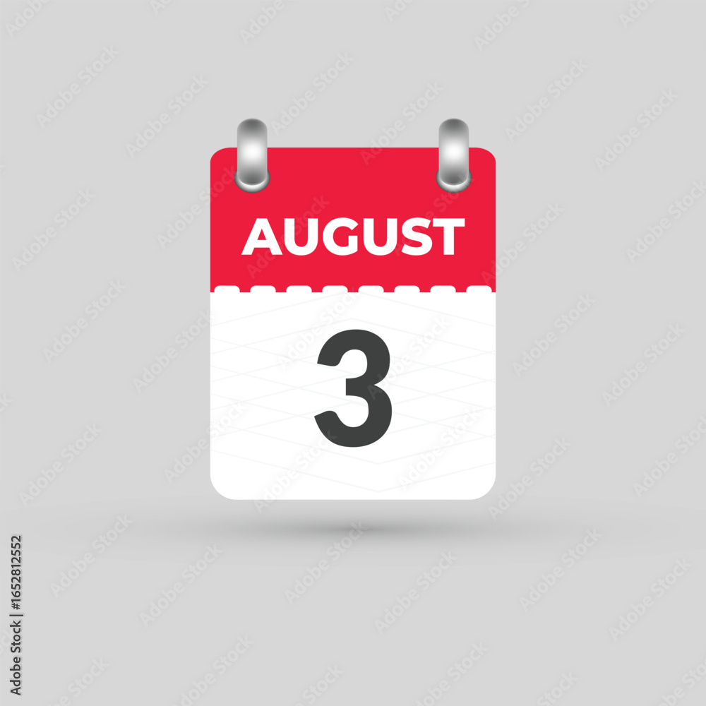 Fototapeta premium August 3 calendar Date Month icon