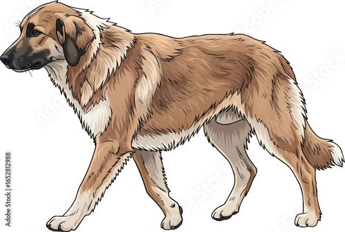 Armant (Egyptian Sheepdog) dog walking side view vector illustration