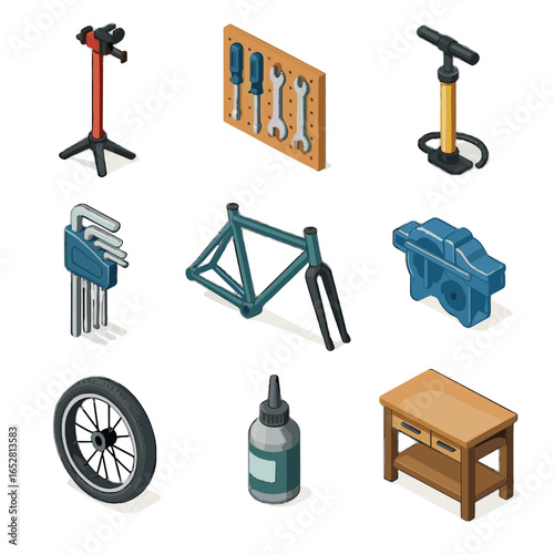 Bike icon workshop wrench chain spare vector wall icons hex tire tool