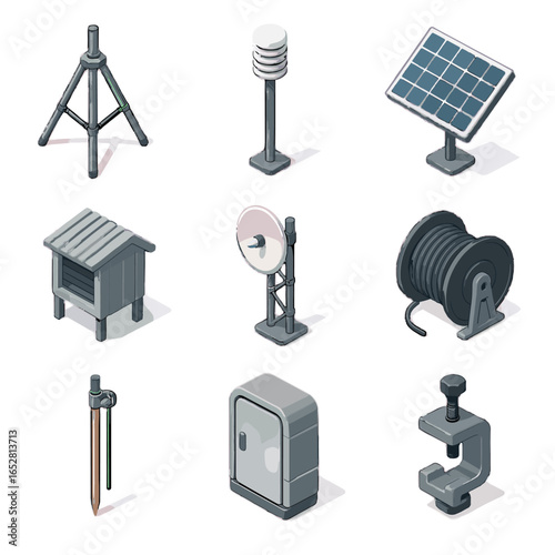 Panel pole icon transmission gear clamp spool weather tripod icons grounding rod
