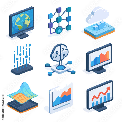 Icons model vector data prediction trends screen seasonal icon forecast weather chart