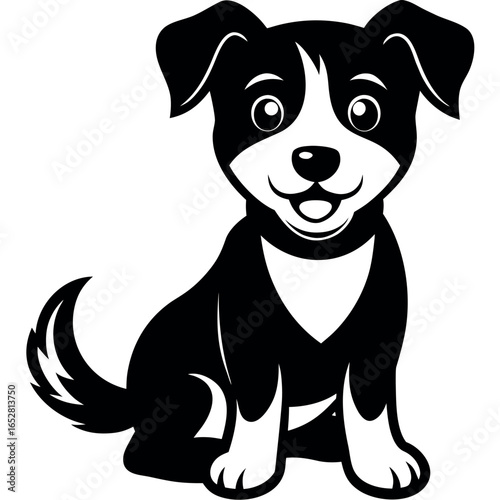 cute cartoon puppy sitting and smiling  vector  wh (1).eps