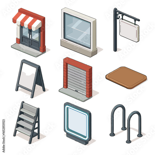 Elements stand vector glass store outdoor poster icon signboard lighting neon shop