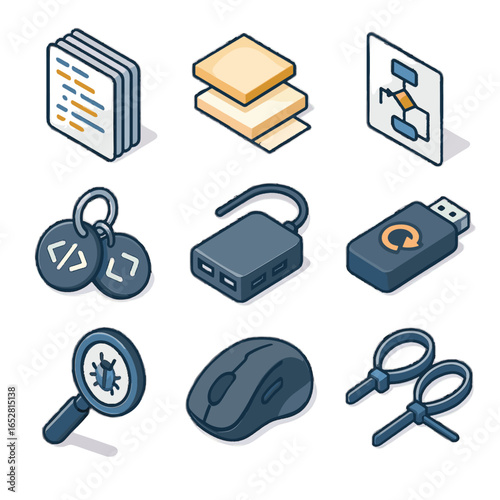 Backup icons flow ties vector reference ergonomic usb flash coding icon debug