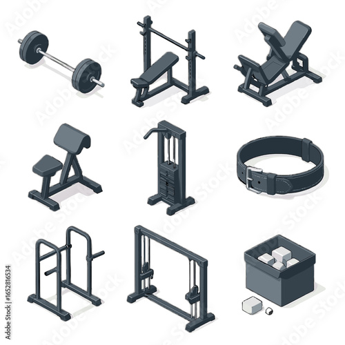 Machine chalk gym press icon squat vector icons plates stack cable strength