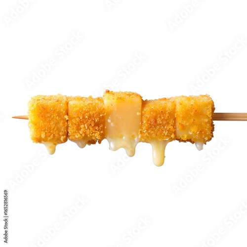 Delicious Crispy Fried Cheese Cubes on a Skewer Melted Gooey