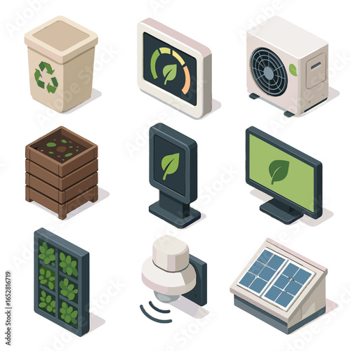 Unit icon roof vector daylight library display composting sustainable station bin hvac