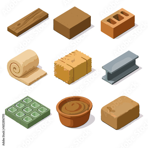 Icon plank eco hempcrete sheep glass bottle vector brick beam tub building