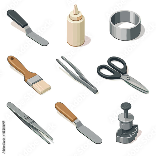 Circle squeeze cutter vector tool styling spatula icon leaf food offset plating