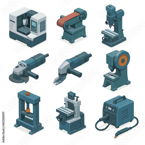 Punch cutter icon press angle vector machine icons sander isometric shear hydraulic