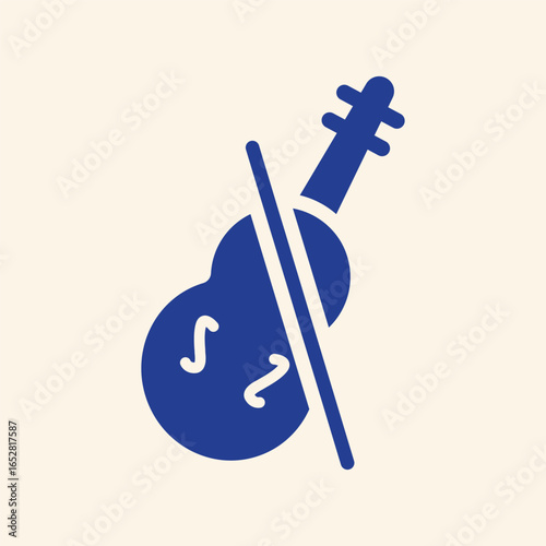 Elegant blue violin silhouette with bow poised for a captivating musical performance