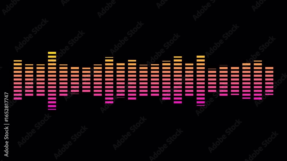 dio waveform spectrum animation on black background.Digital simple ...