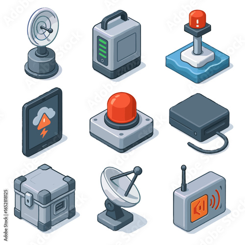 Icon tracker vector satellite response disaster reinforced module data drive emer