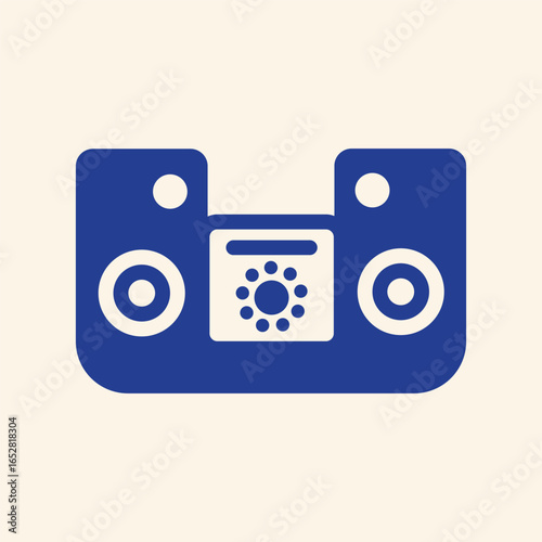 Retro boombox stereo system icon for music and audio entertainment