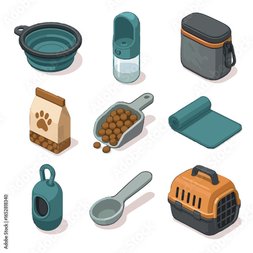 Icon food spoon travel pet vector zippered kit kibble carrier collapsible mat