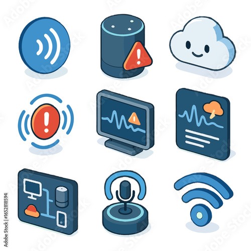 Face panel storm phrase weather emergency speaker smart voice vector activated alert